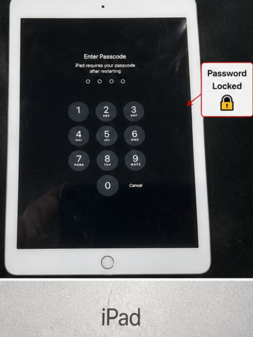 Apple iPad 5th Gen 9.7” A1822 WiFi Silver Password Locked – For Parts/Repair
